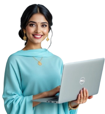 Illustration of a software professional working at a laptop